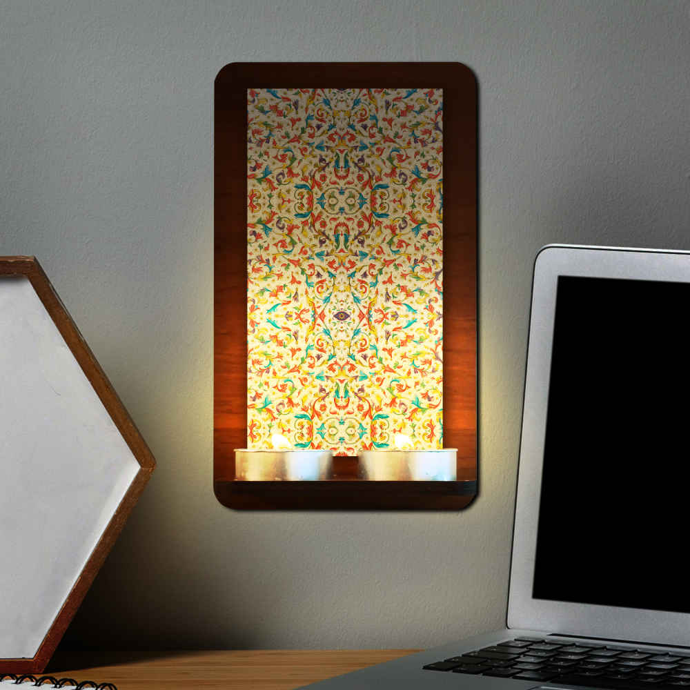 شمعدان الحائط الخشبي للشموع الصغيرة أميد (×2)