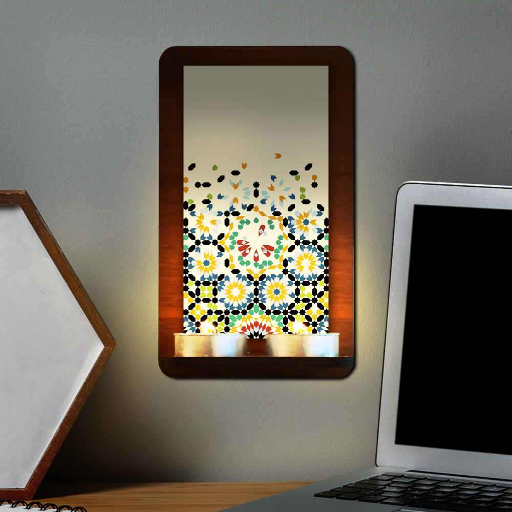 شمعدان الحائط الخشبي للشموع الصغيرة روهام (×2)