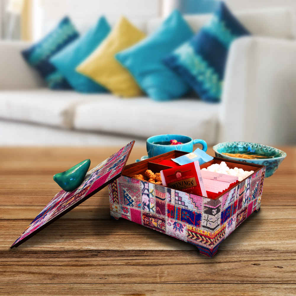 صندوق تنظيم الحلوى الخشبي نموذج بورنا