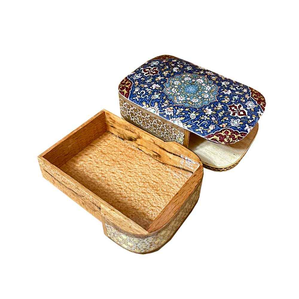 صندوق تخزين بطاقات اللعب الخشبي الإيراني – خاتم مزخرف