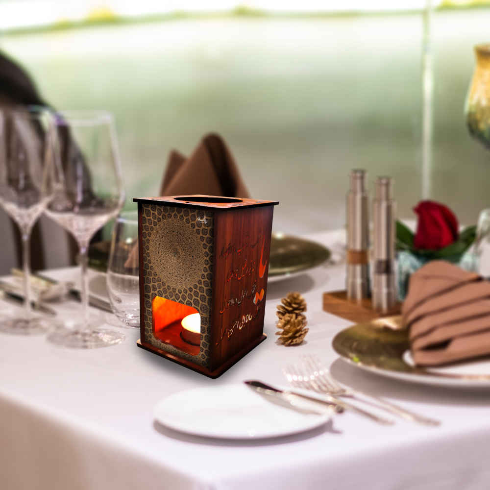 فانوس شموع خشبي قبة (x2)
