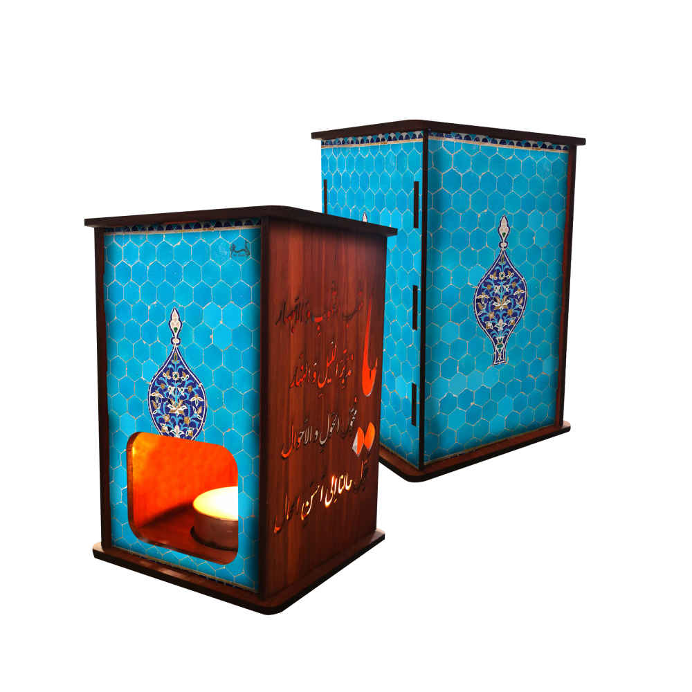 فانوس شموع خشبي صُنَعَتي (x2)