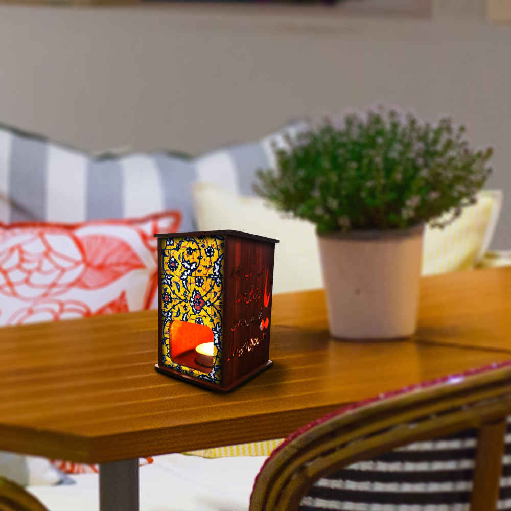 فانوس شموع خشبي بلاط (x2)