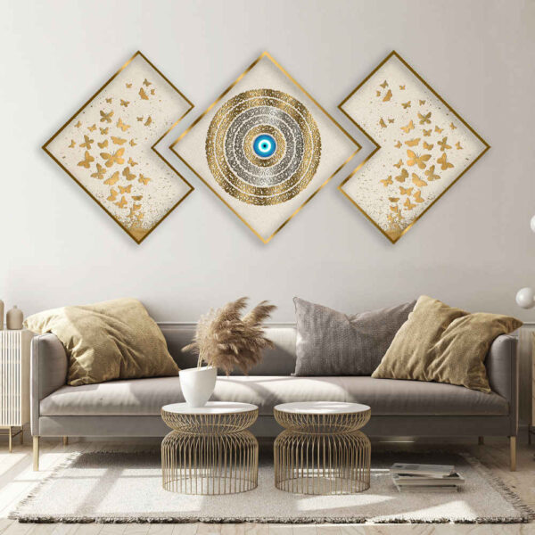 3 قطع ملصقات إسلامية - آية الكرسي مؤطرة فن جداري