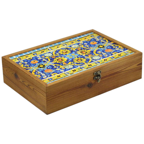 صندوق منظم لأكياس الشاي مع الصدور ونمط فارسي زهور
