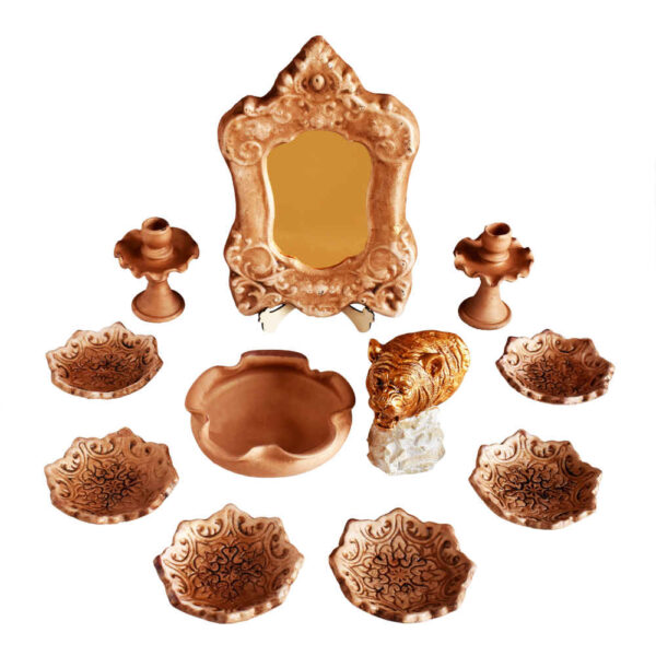 مجموعة أطباق السبعة مع مرآة مناسبة لنوروز أزين (10 قطع)