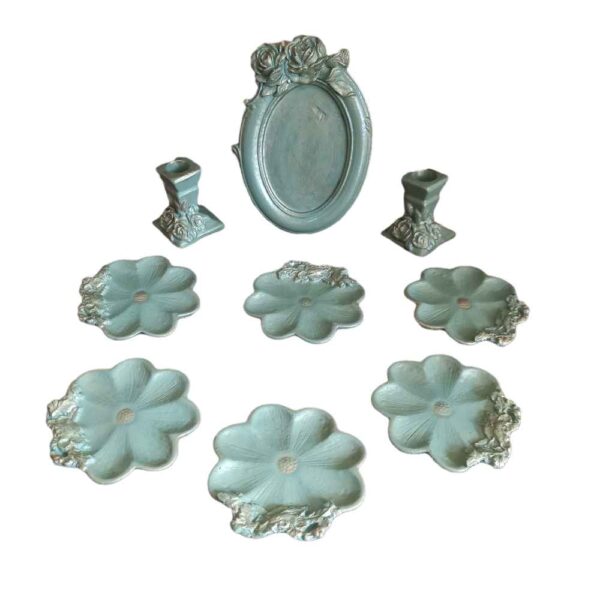 مجموعة أطباق السبعة مع مرآة مناسبة لنوروز گل (9 قطع)