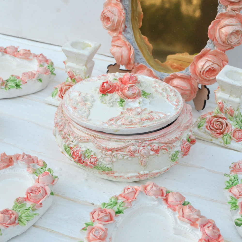 مجموعة أطباق السبعة مع مرآة مناسبة لنوروز روز لايت (10 قطع)