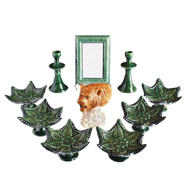مجموعة أطباق السبعة مع مرآة مناسبة لنوروز سبزينة (10 قطع)