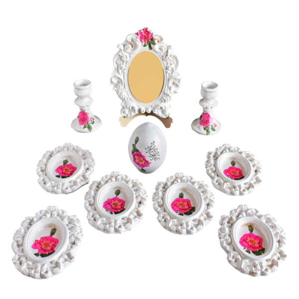 مجموعة أطباق السبعة مع مرآة مناسبة لنوروز صنم (10 قطع)