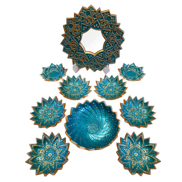 مجموعة أطباق السبعة مع مرآة مناسبة لنوروز محيا