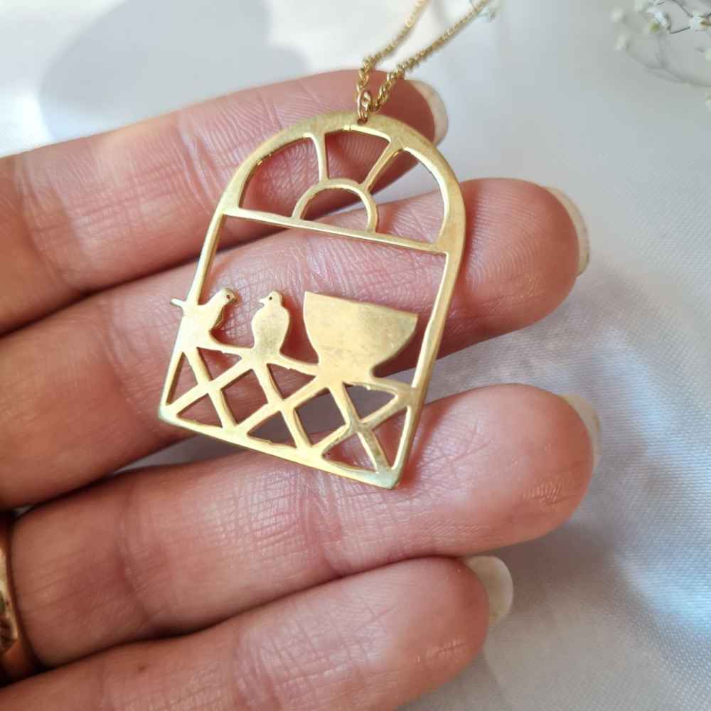 قلادة نحاسية إيرانية بتصميم بسيط للنساء – مرغ آمين