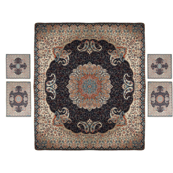 مجموعة مفارش سرير إيرانية – بطراز شرقي بحجم مزدوج من قماش الترمى – ترنج