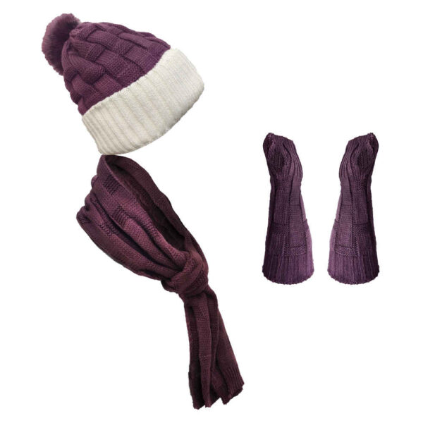 طقم قبعة وشال محبوك للنساء - نموذج مولين