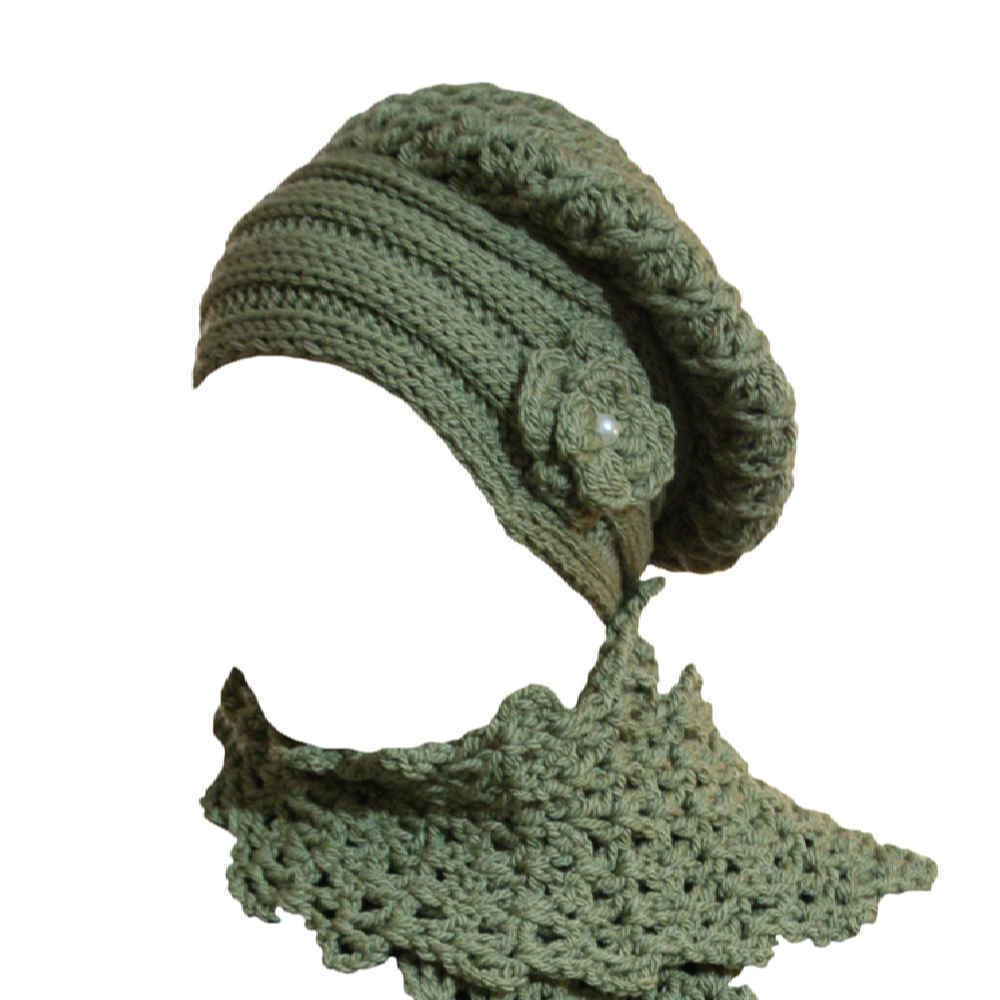 طقم قبعة وشال محبوك للنساء – نموذج سامين