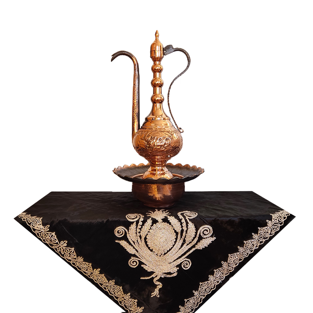 أفتابه نحاسي فارسي زخرفي مع وعاء غسل – نموذج أفرا