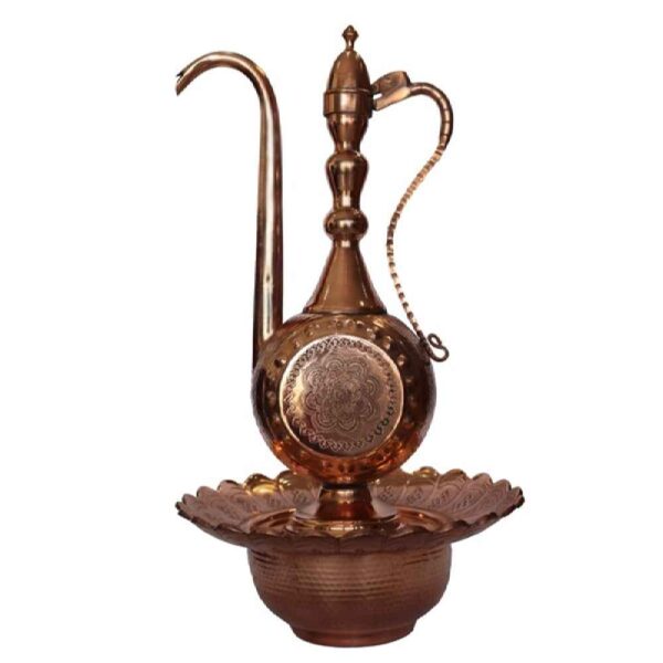 أفتابه نحاسي فارسي زخرفي مع وعاء غسل - نموذج راز