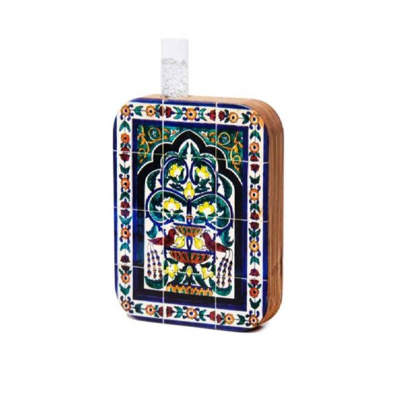 مزهرية تراريوم خشبية زخرفية بنقش مستوحى من الطراز الإيراني - كاشي