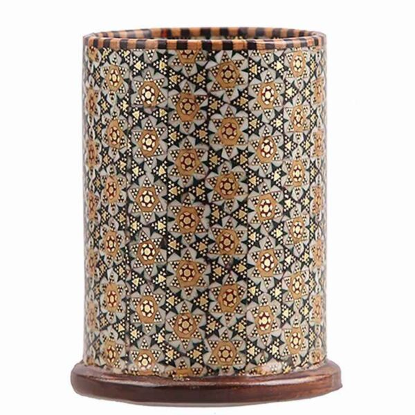 حامل مكياج خشبي إيراني - فن خاتم كاري التصبيغ