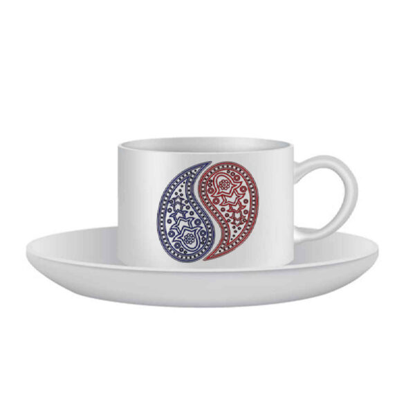 طقم من 4 فنجان شاي سيراميك إيراني مع صحن إسلامي