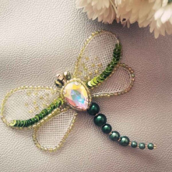 دبوس مزخرف بالخرز النسائي اليدوي – طراز سنجاقك