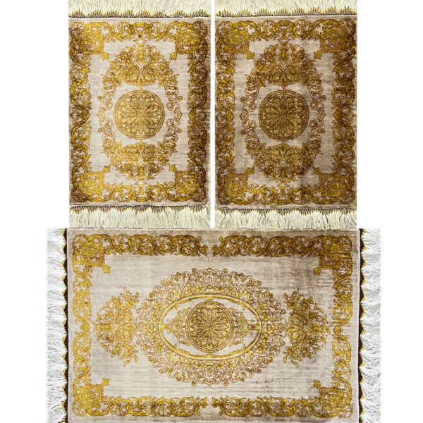 مفرش طاولة حريري بنقشة سجادة إيرانية فيرساتشي