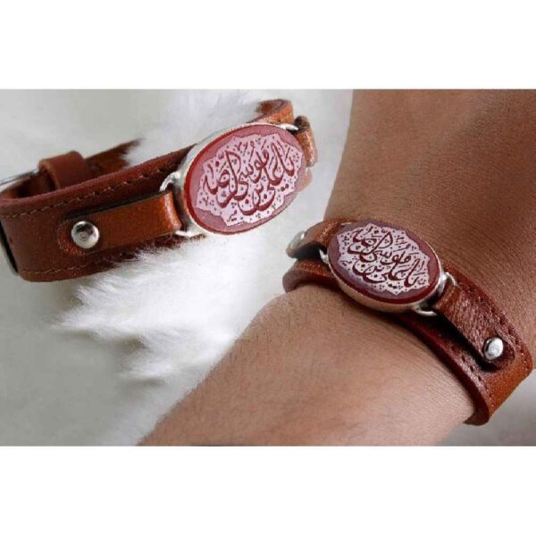 سوار جلد إسلامي بإبزيم مشبك مع حجر العقيق