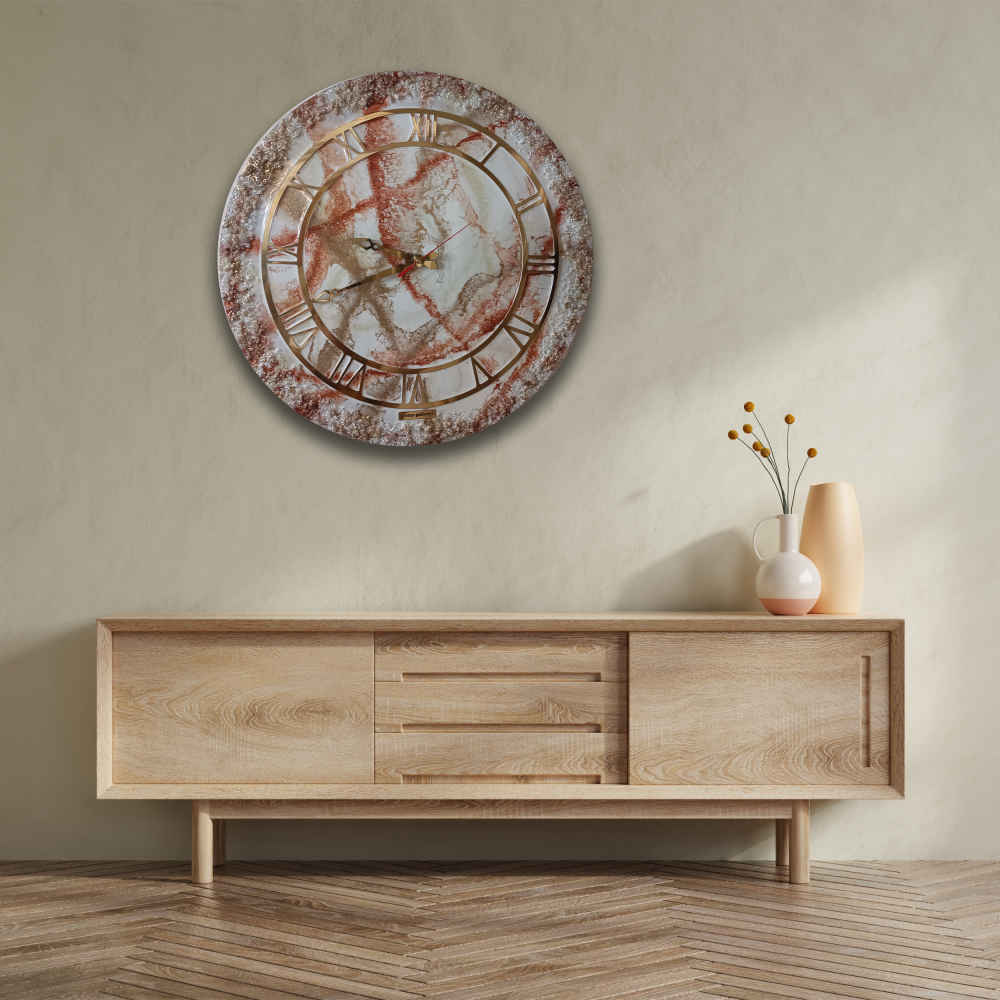 ساعة حائط مصنوعة يدويًا من الراتنج – نمط تجريدي كريستال