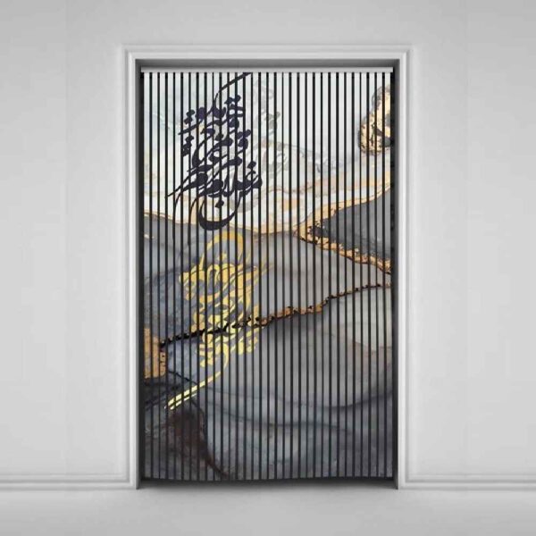 ستارة أفقيّة مخملية إيرانية – طباعة رخامية تجريدية