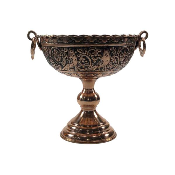 وعاء نحاسي زخرفي للفواكه مصنوع يدويًا بالنقش الإيراني لارا