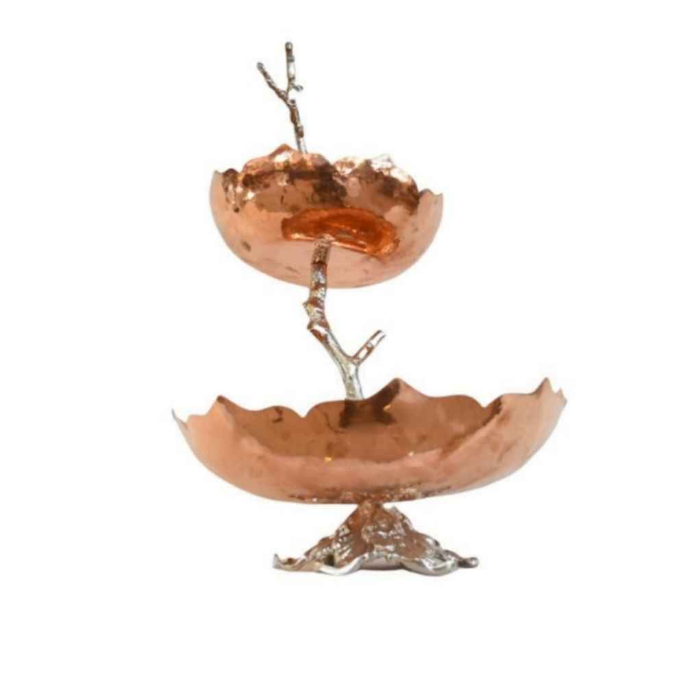 وعاء تقديم نحاسي مناسب للفواكه والحلويات مطرز بشكل تقليدي فرناز