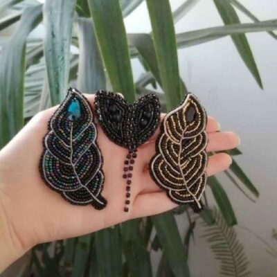 مجموعة من 3 دبابيس مزخرفة بالخرز النسائي اليدوي