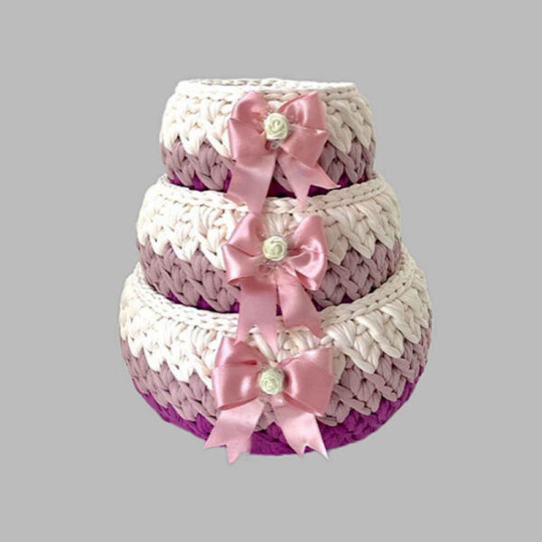 مجموعة من 3 سلال تخزين كروشيه بخيوط موديل أرجوان