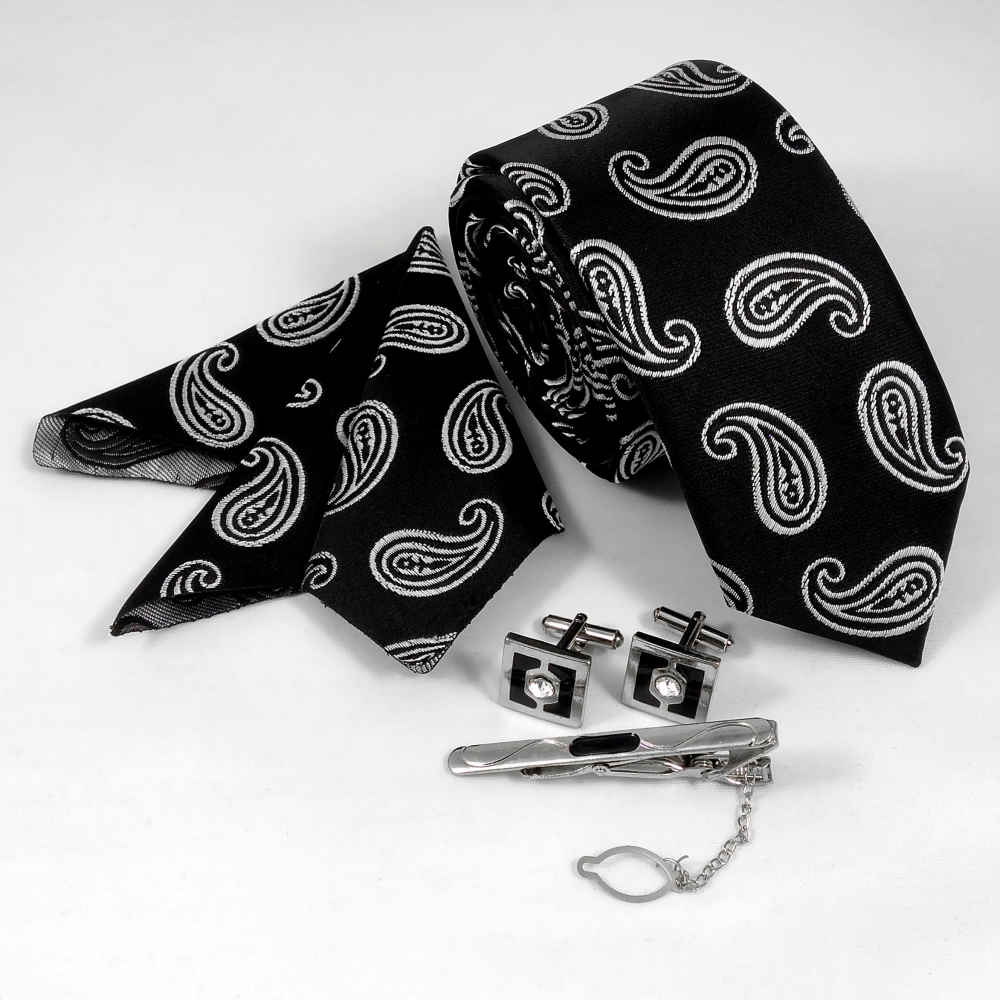 مجموعة إكسسوارات رجالية من رباط العنق والمنديل والأزرار – فاخرة سوناتي