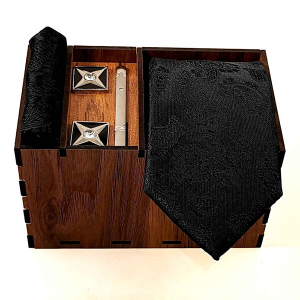 مجموعة إكسسوارات رجالية من رباط العنق والمنديل والأزرار - فاخرة فانيا