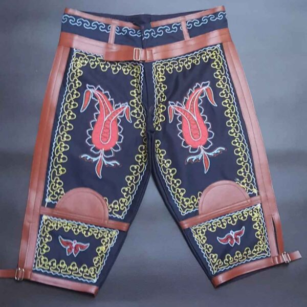 سروال رياضي زُورخانة قصير 3/4 بالجلد الطبيعي