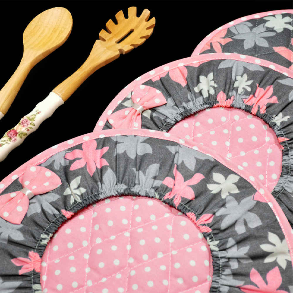 طقم مريلة مطبخ مزين بالزهور الوردية مكون من 10 قطع نموذج رافيللا