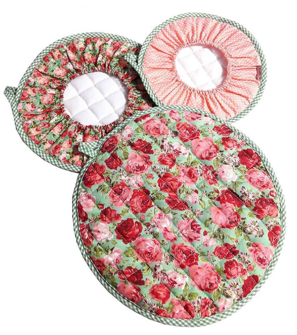 طقم مريلة مطبخ مزين بالزهور مكون من 12 قطعة نموذج كارتشي