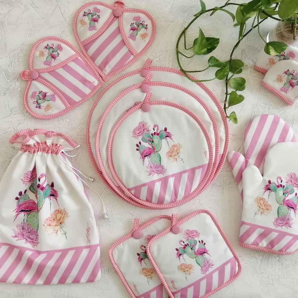 طقم مريلة مطبخ مزين بالزهور مكون من 15 قطعة نموذج روزين