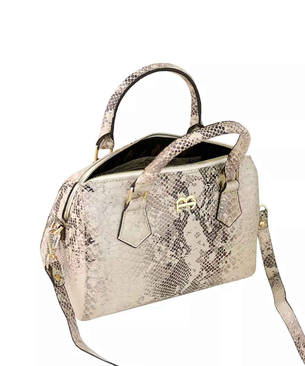 حقيبة بوليتو جلدية فاخرة بنمط جلد الثعبان