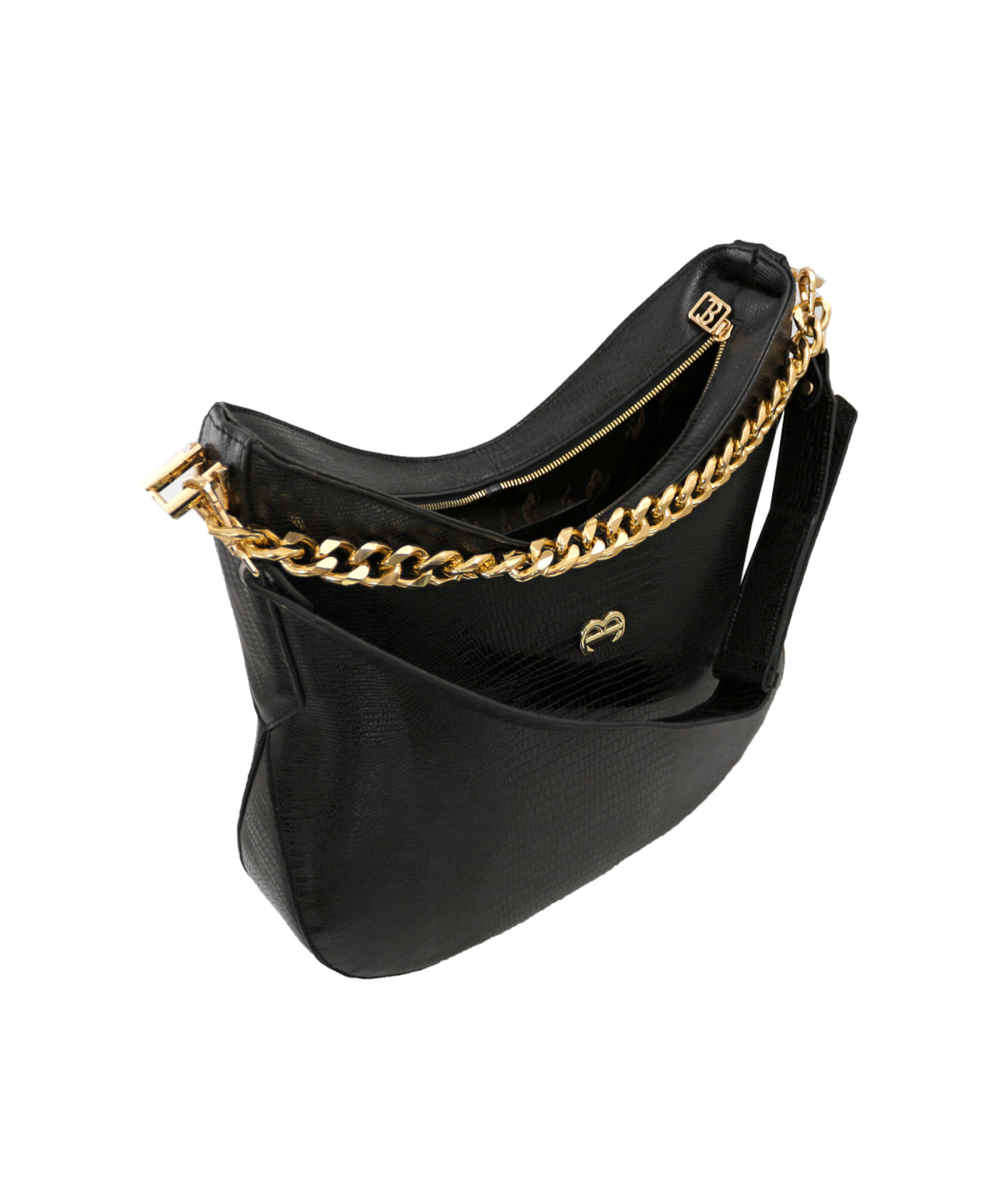 حقيبة من الجلد الطبيعي الأسود المنسدل – أسلوب هوبو، موديل مانتي