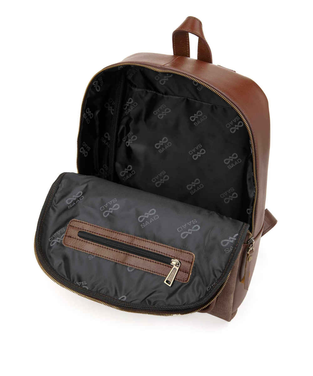 حقيبة ظهر نسائية من الجلد والقماش البني – موديل نينا