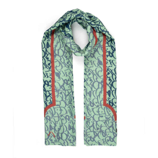 وشاح إيراني مطبوع للنساء مزدوج الجانبين بالخط العربي