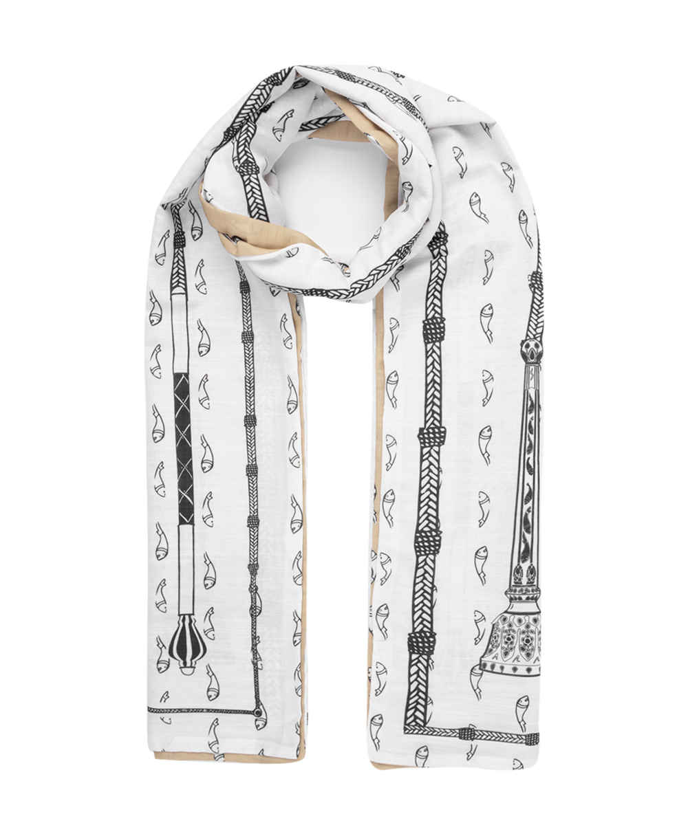 شال تقليدي للسيدات قطن مزدوج الجانب نمط السمك