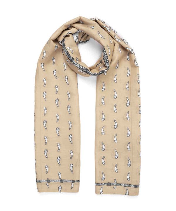 شال تقليدي للسيدات قطن مزدوج الجانب نمط السمك