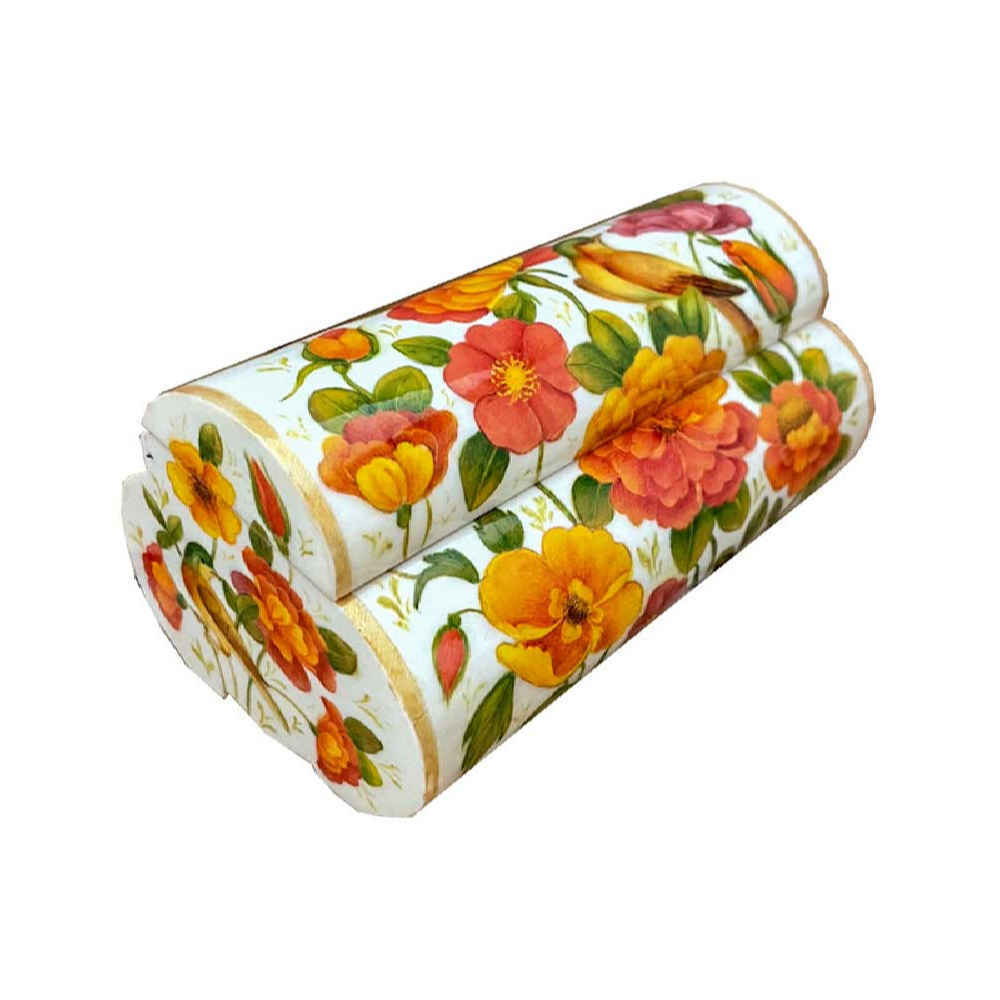 صندوق مجوهرات مصنوع يدويًا من العظم بنقشة گل و مرغ مستوحاة من الفن الإيراني