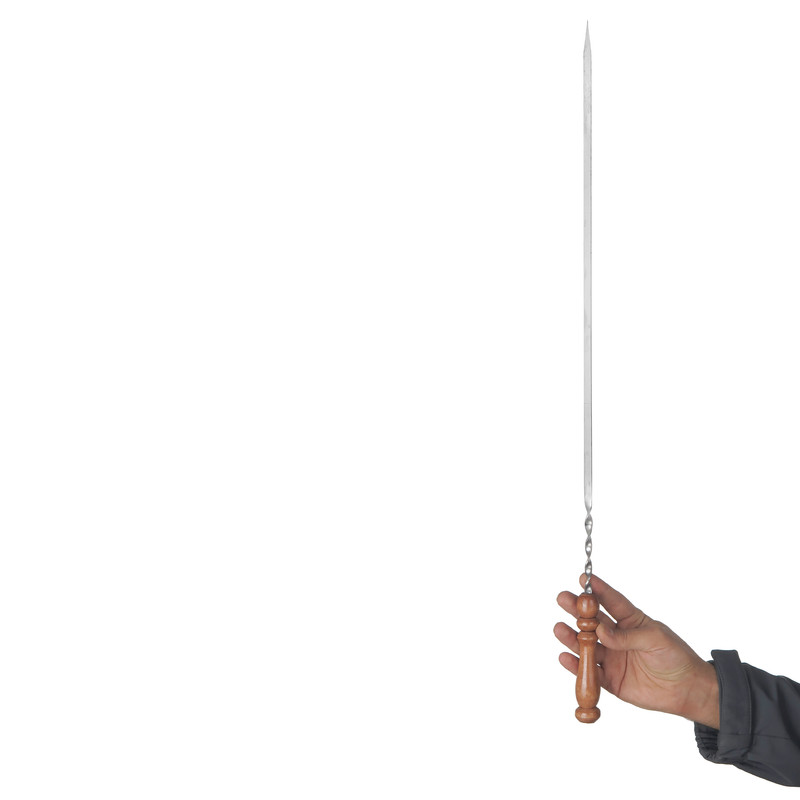 مجموعة من ستة أسياخ فولاذية بمقابض خشبية (60 سم) للكباب والشواء