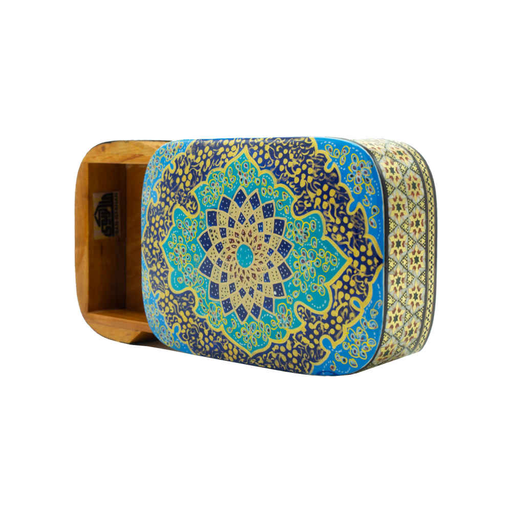صندوق مجوهرات خشبي يدوي التصميم بنمط مستوحى من الفن الفارسي – كيشو