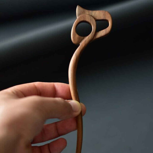 عصا شعر خشبية مصنوعة يدويًا بتصميم حرف H إيراني