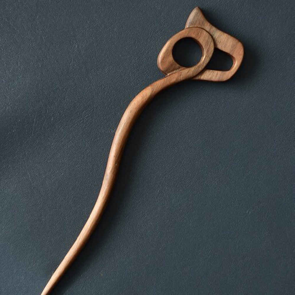 عصا شعر خشبية مصنوعة يدويًا حجم كبير